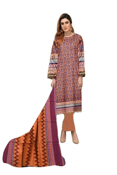 GullAhmed Unstitched Printed Lawn 3Pcs 652
