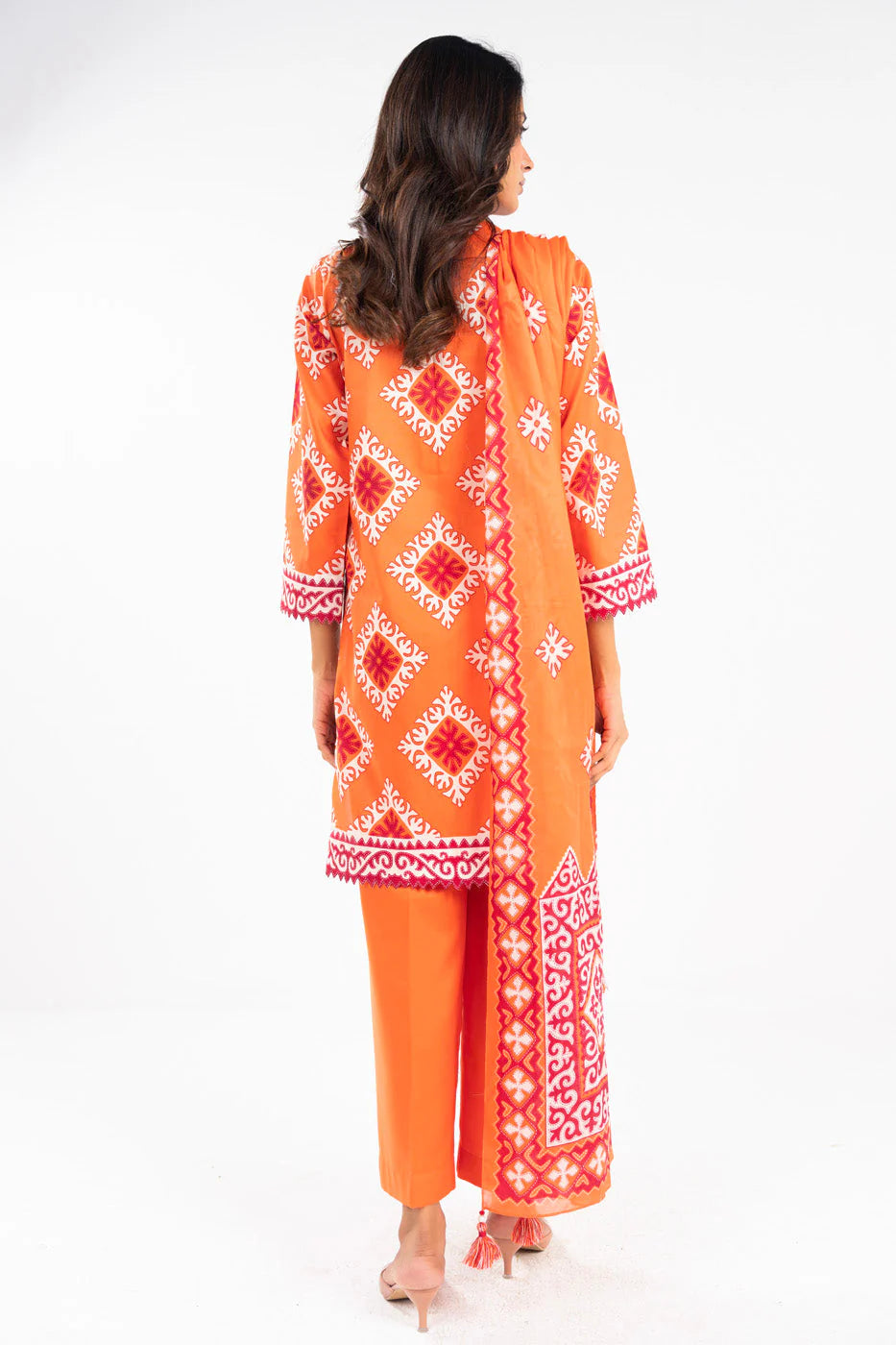 Alkaram Lawn Shirt Dupatta – 2PC SS-34-25-1-ORANGE