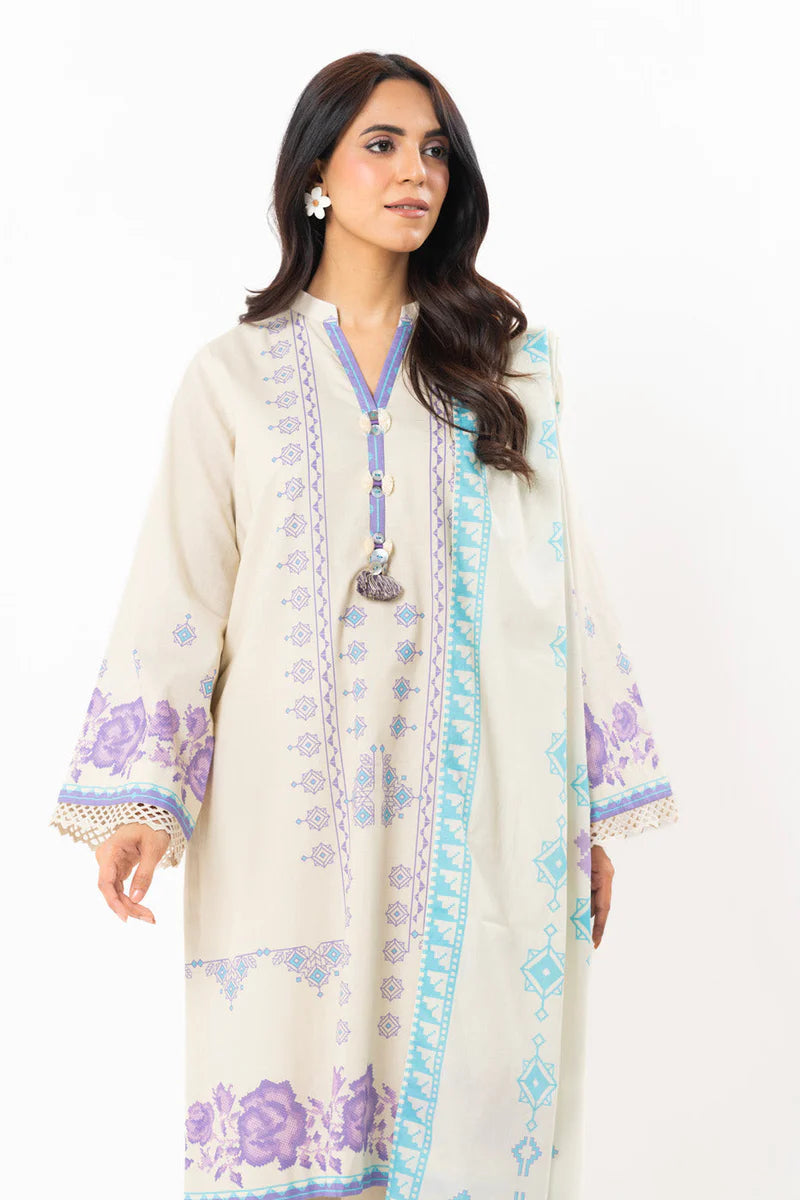 Alkaram Lawn Shirt Dupatta – 2PC SS-66-25-2-Beige