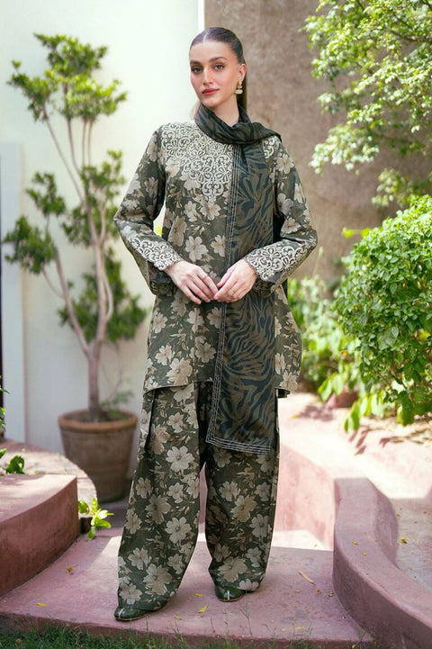 Baroque Printed 3pc Lawn With Chiffon Dupatta  UF-766