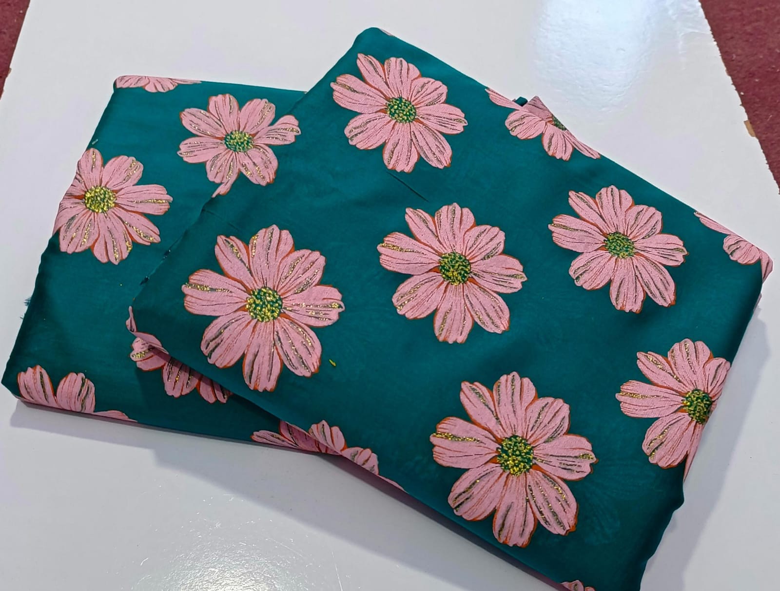 Imported Hand Paint Work Sunflower All-over 2Pc Lawn Block Printed