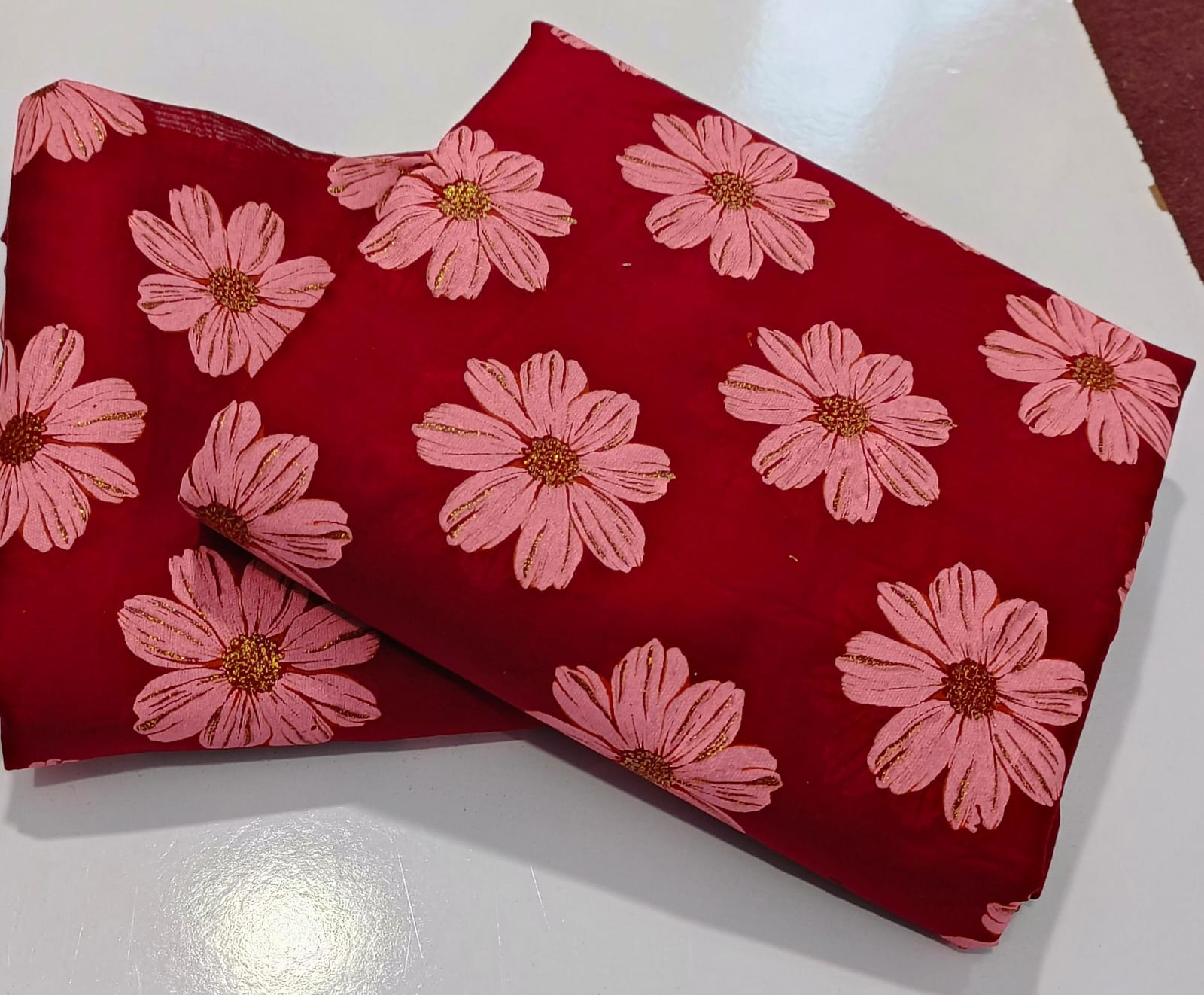 Imported Hand Paint Work Sunflower All-over 2Pc Lawn Block Printed