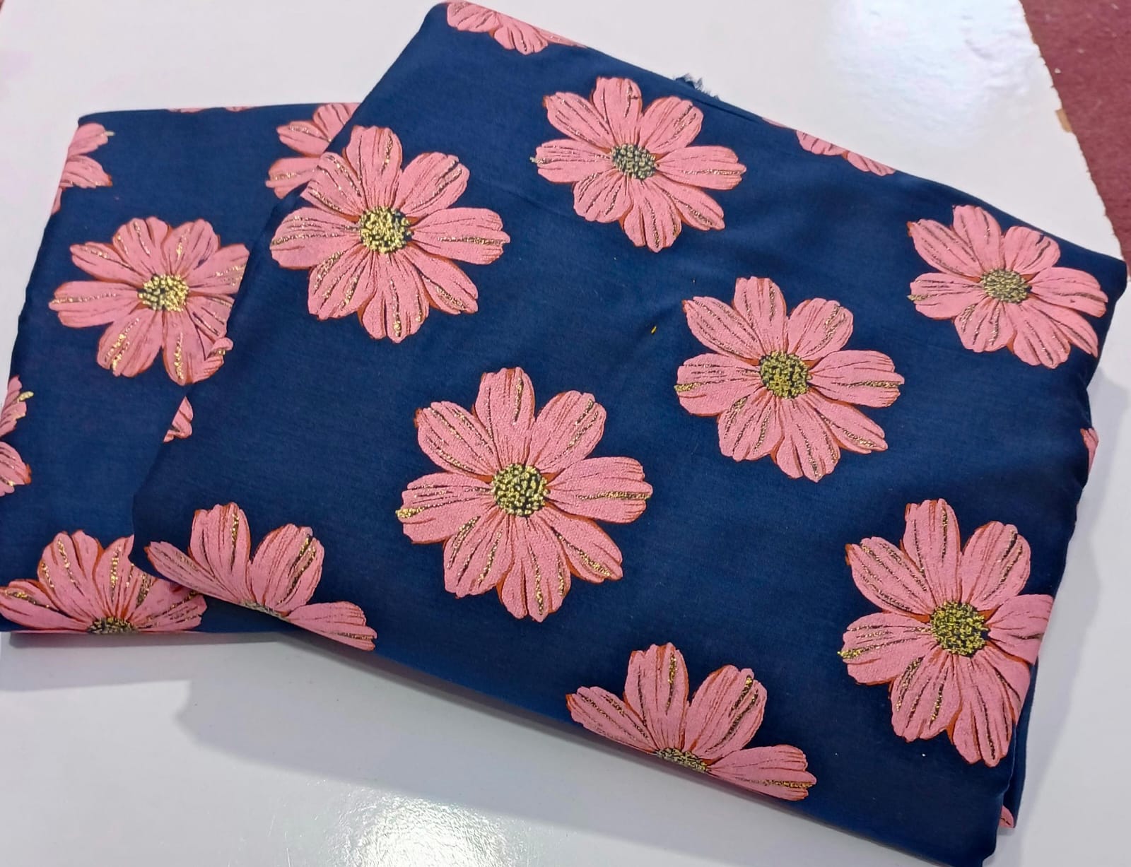Imported Hand Paint Work Sunflower All-over 2Pc Lawn Block Printed