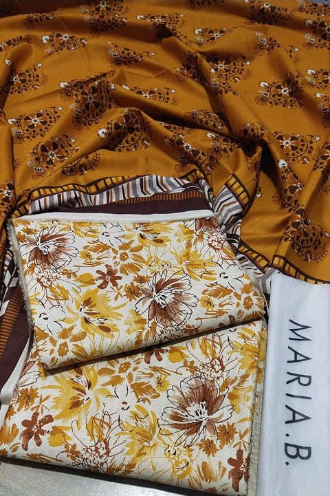 Maria B M Print Khaddar کھ ر Printed 3Pcs  mohganiPLS-137Yellow