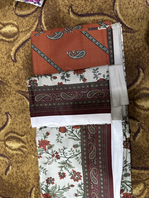 Orient Lelan Unstitched 3 Piece Suit Printed Trouser 2