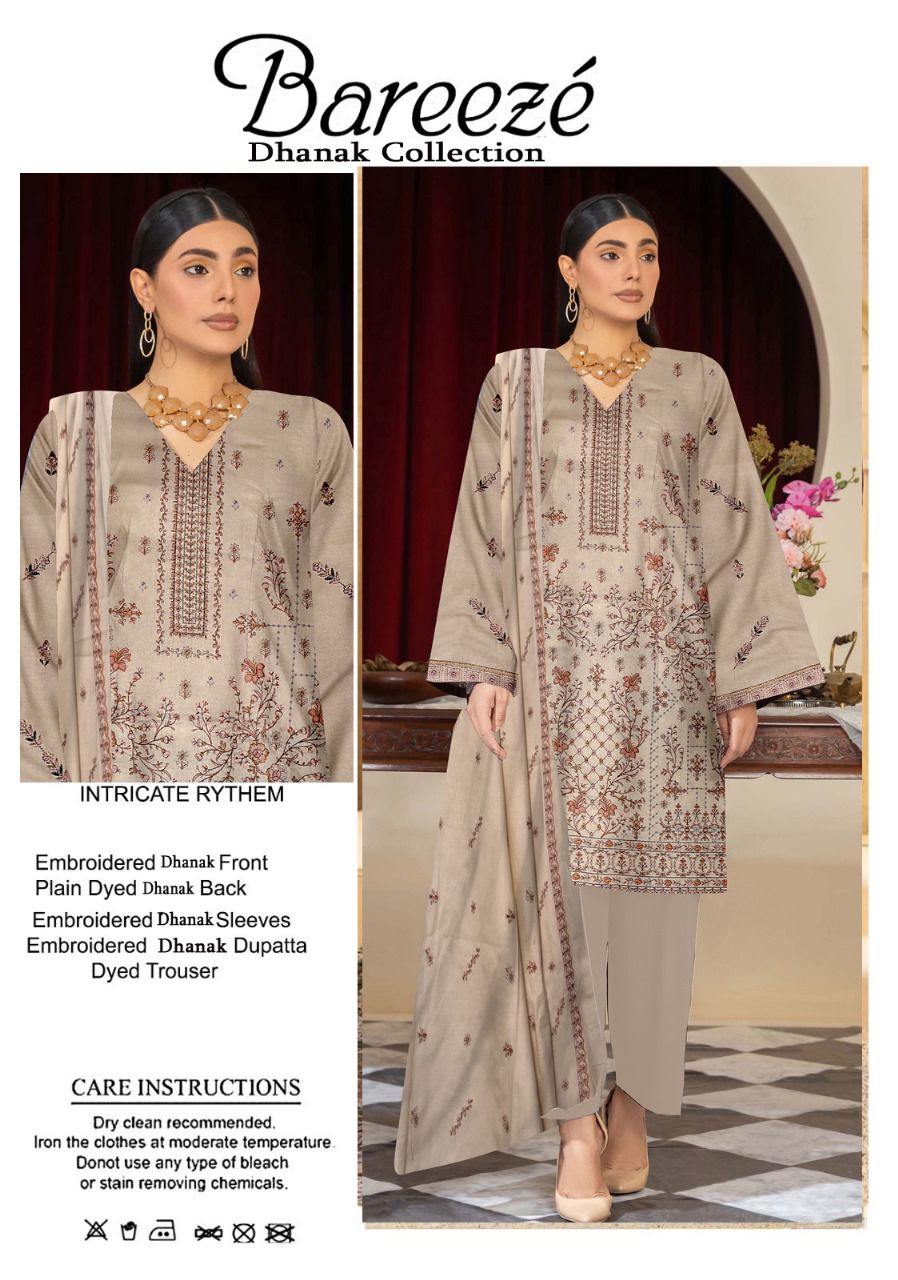 Bareeze Dhanak Embroidered 3Pcs Luxury  Winter Collection BRZ05