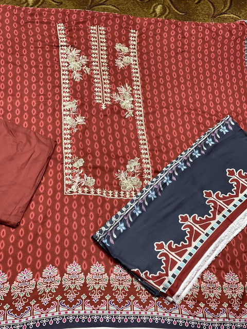 So Kamal Embroidered Linen 3Pcs Shirt Trouser Dupatta  DPL-1866
