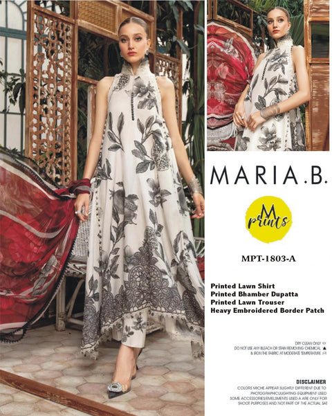 Maria B Anar MPT-1803-A Embroidered Daman Full Heavy 3PC Suit