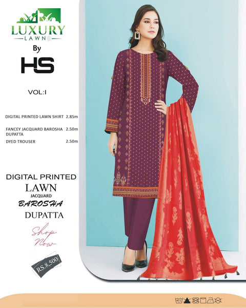 Barosha Jecard Dupatta Lawn 3 Pcs Luxury HS Volume P583
