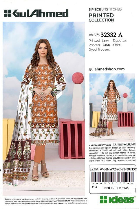 GullAhmed Unstitched Printed Lawn 3Pcs 657