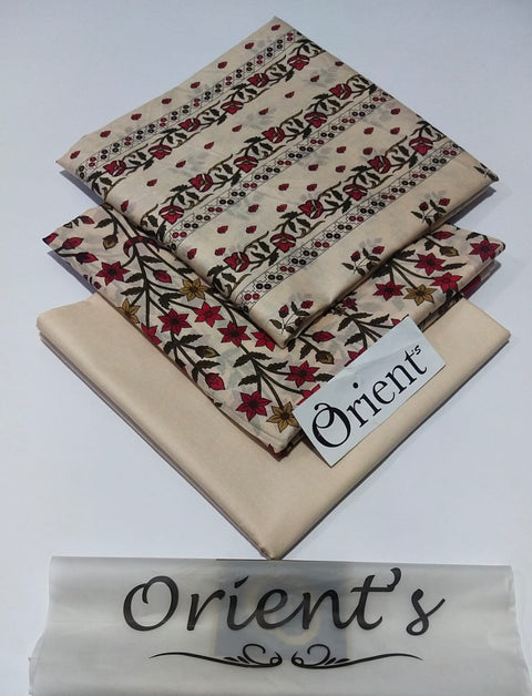 Orient Unstitched Lawn 3 Piece Suit original new white flower