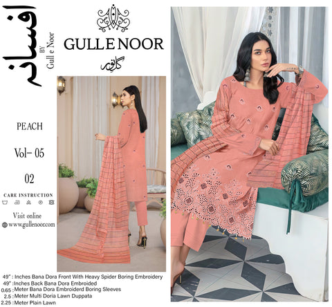 Rangoli by GullENoor Eid Embroidered Lawn 3PCS Volumew-05 PInk