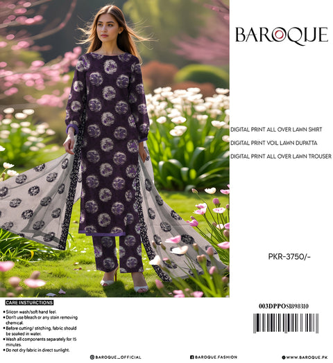 Baroque 3Pcs Printed Allover Lawn 000150