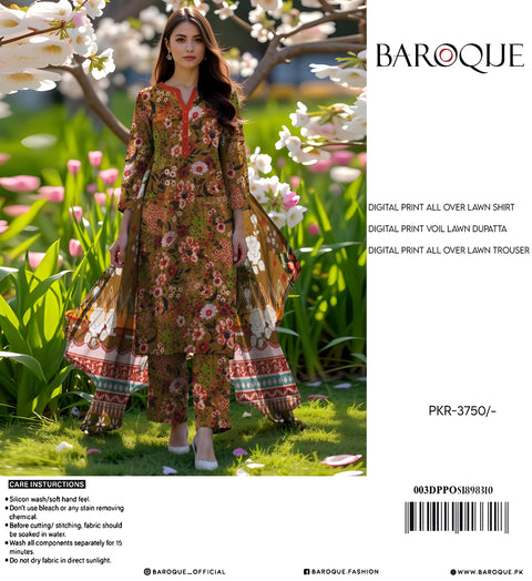 Baroque 3Pcs Printed Allover Lawn 000151
