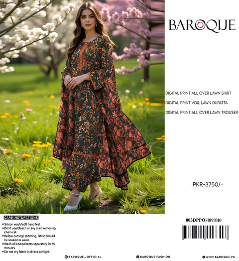 Baroque 3Pcs Printed Allover Lawn 000152