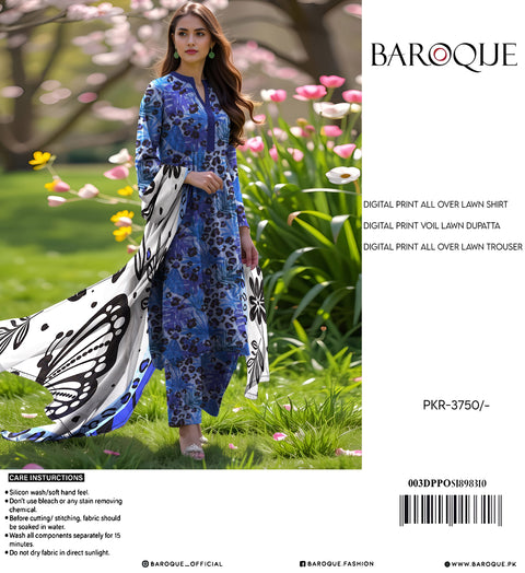 Baroque 3Pcs Printed Allover Lawn 000153