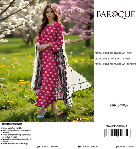 Baroque 3Pcs Printed Allover Lawn 000146