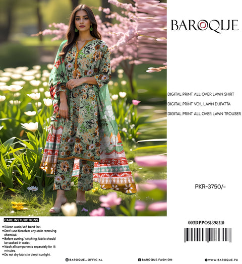 Baroque 3Pcs Printed Allover Lawn 000154