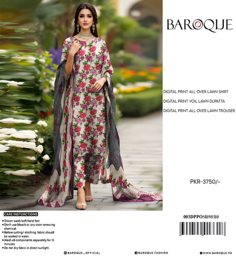 Baroque 3Pcs Printed Allover Lawn 000147