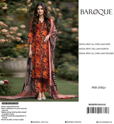 Baroque 3Pcs Printed Allover Lawn 000148