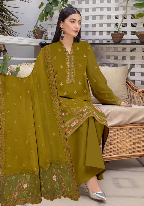 Gulle-Noor Embroidered Luxury Chikenkari 3 piece with Pure Cutwork Dupatta