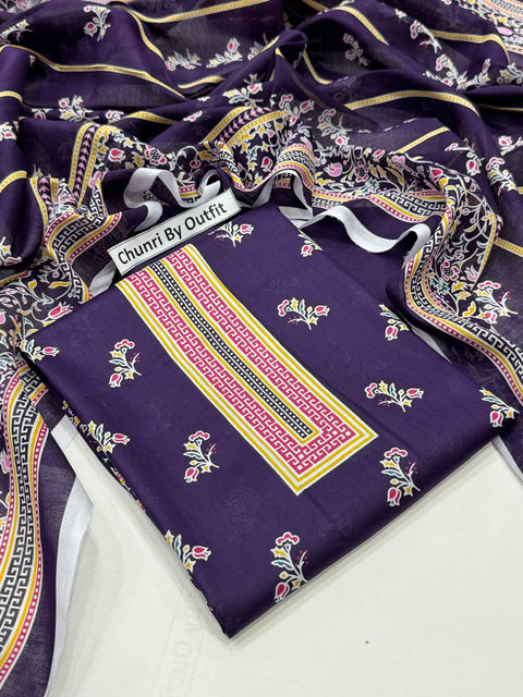 Uswa Zia Outfits Hit 3Pcs Printed Shirt Trouser Dupatta 000199