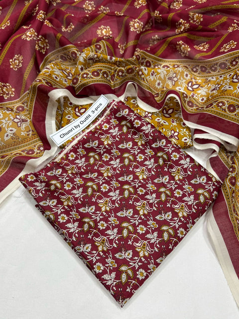 Uswa Zia Outfits Hit 3Pcs Printed Shirt Trouser Dupatta 000195