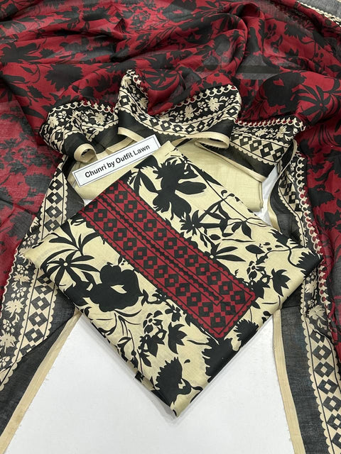 Uswa Zia Outfits Hit 3Pcs Printed Shirt Trouser Dupatta 000188