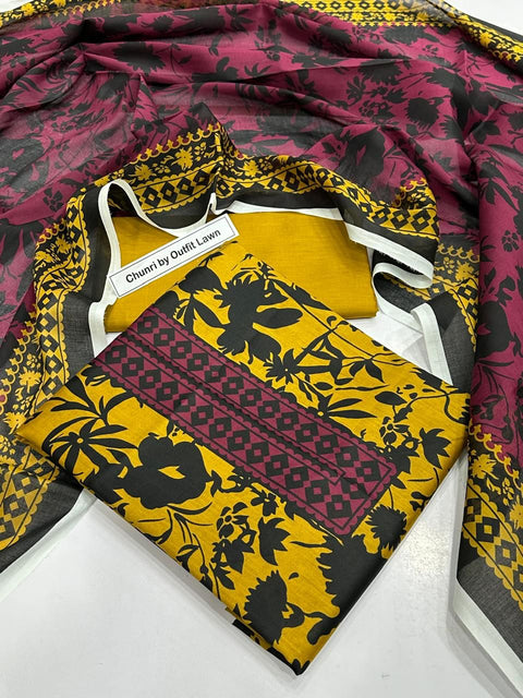 Uswa Zia Outfits Hit 3Pcs Printed Shirt Trouser Dupatta 000187