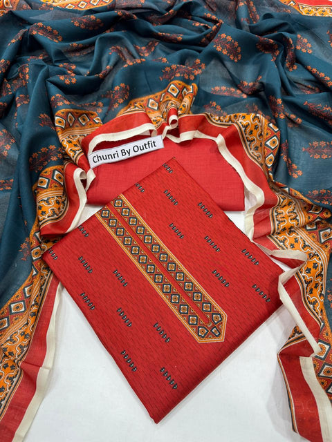 Uswa Zia Outfits Hit 3Pcs Printed Shirt Trouser Dupatta 000189