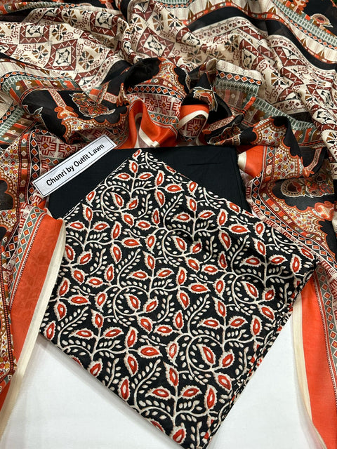 Uswa Zia Outfits Hit 3Pcs Printed Shirt Trouser Dupatta 000193