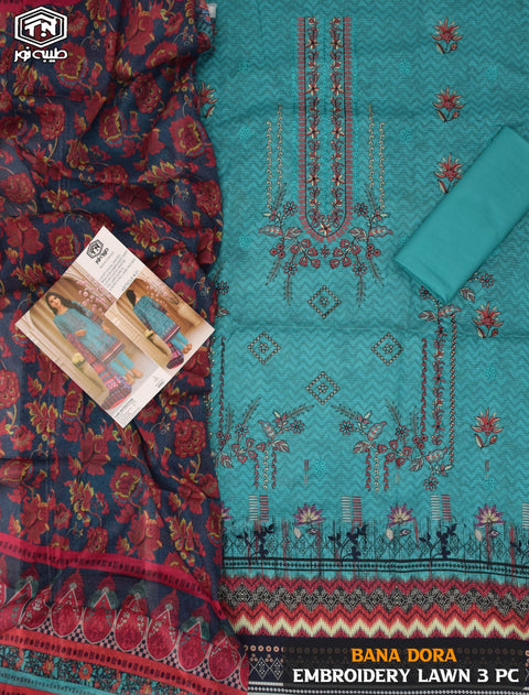 Tayyaba Noor Embroidered Superior BanaDoriya Lawn 3 Pcs 000203