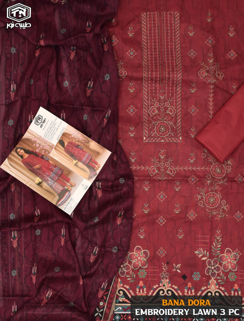 Tayyaba Noor Embroidered Superior BanaDoriya Lawn 3 Pcs 000210