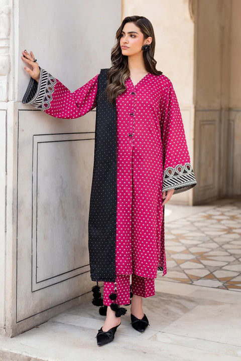 Baroque Printed 3pc Lawn With Chiffon Dupatta  UF-738