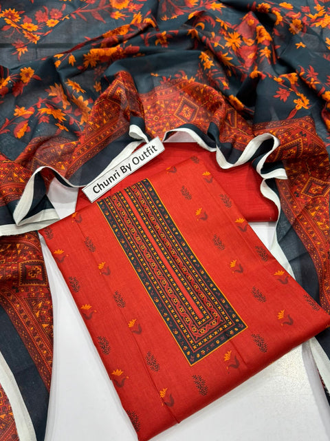 Uswa Zia Outfits Hit 3Pcs Printed Shirt Trouser Dupatta 000263