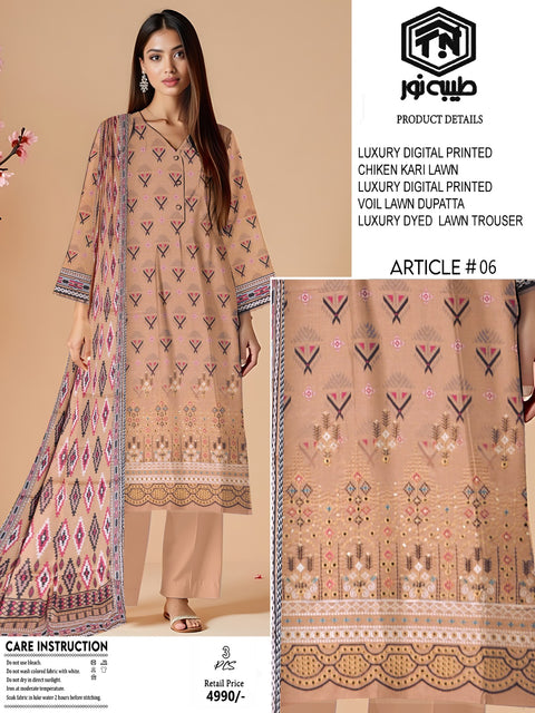 Tayyaba Noor Elegant Chikenkari Lawn Formal 3pcs Lawn Dupatta 000259