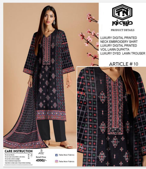Tayyab Noor Embroidered Lawn 3-Piece Suit -Air jet Superior Lawn 000312
