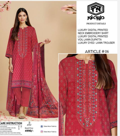 Tayyab Noor Embroidered Lawn 3-Piece Suit -Air jet Superior Lawn 000313