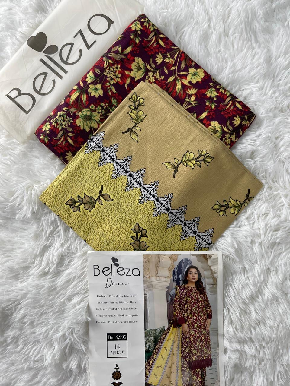 Belleze Khaddar Unstitched Allover 3-Piece Suit 000517
