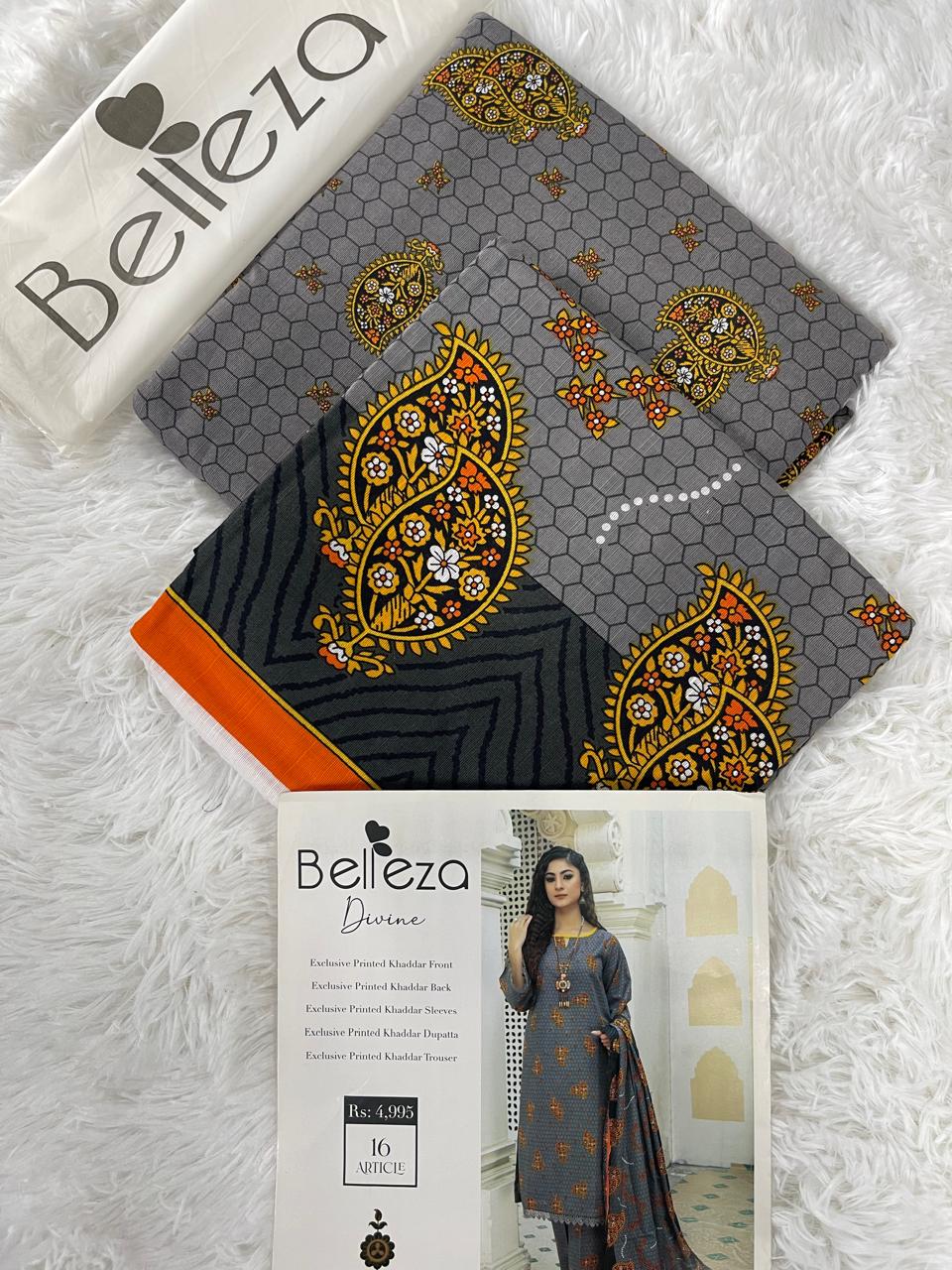 Belleze Khaddar Unstitched Allover 3-Piece Suit 000521