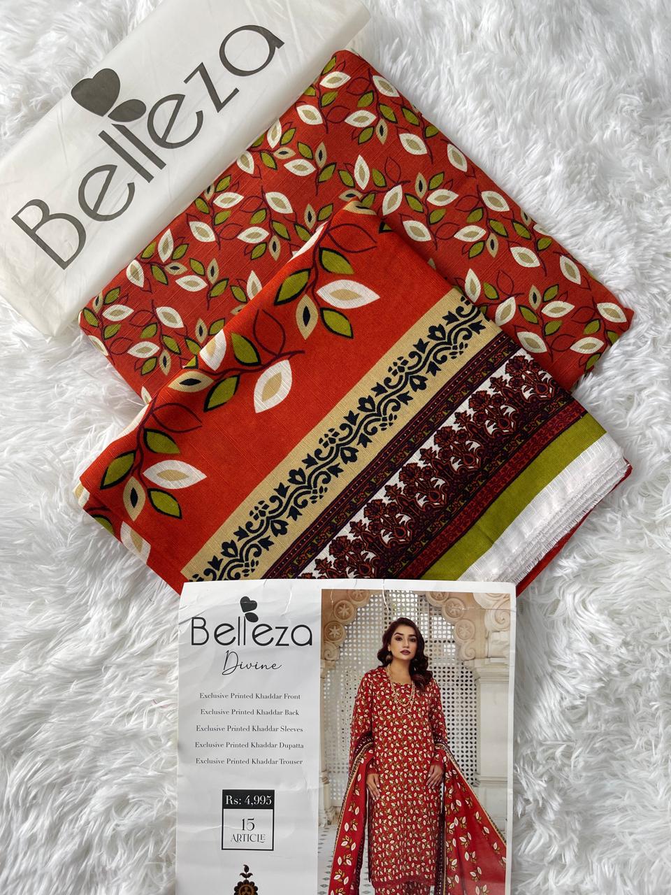 Belleze Khaddar Unstitched Allover 3-Piece Suit 000524