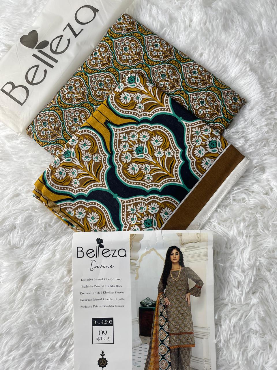 Belleze Khaddar Unstitched Allover 3-Piece Suit 000523