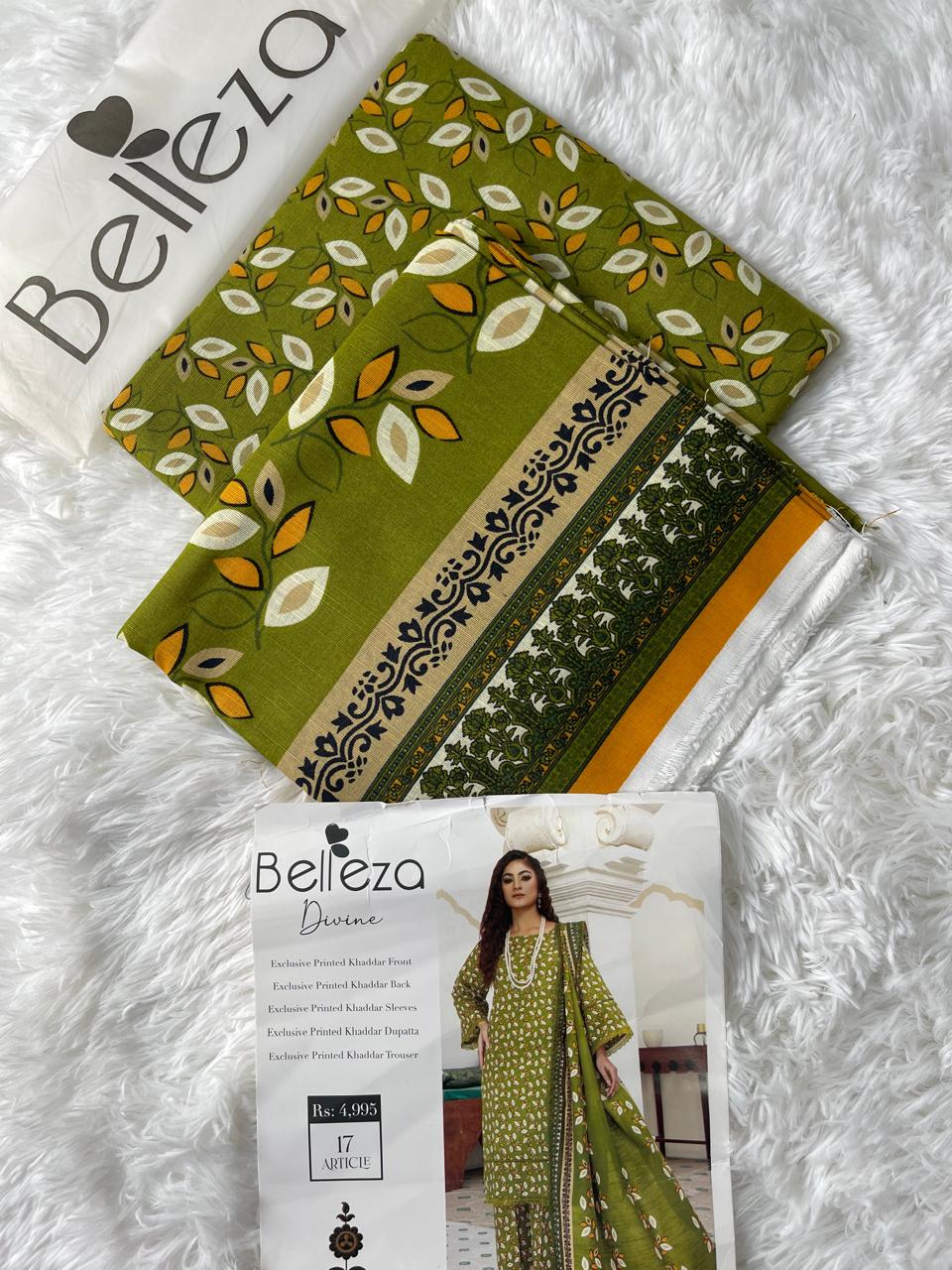 Belleze Khaddar Unstitched Allover 3-Piece Suit 000525