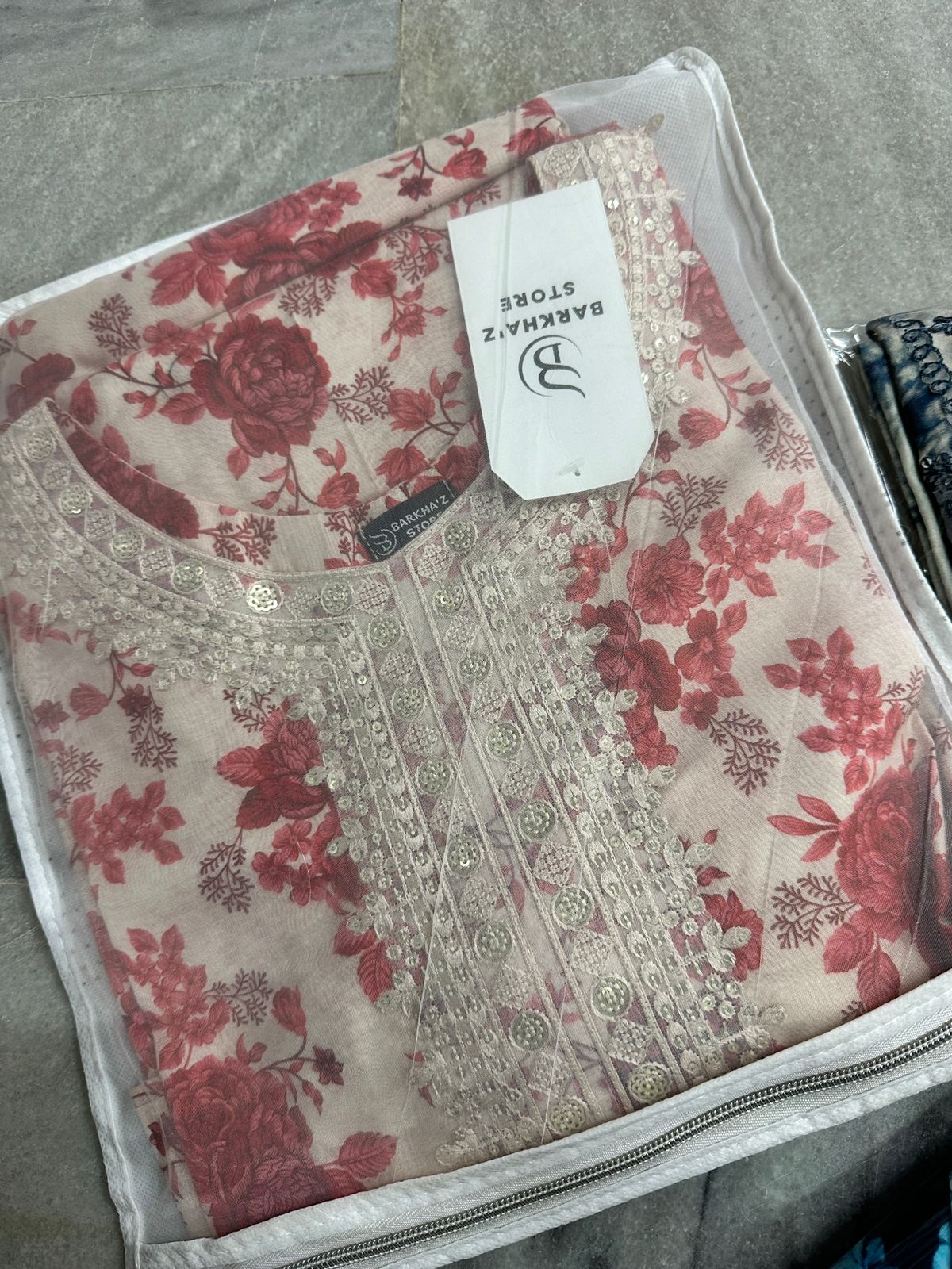 Maria B M Prints Embroidered Stitched 3Pcs Suit | Pink