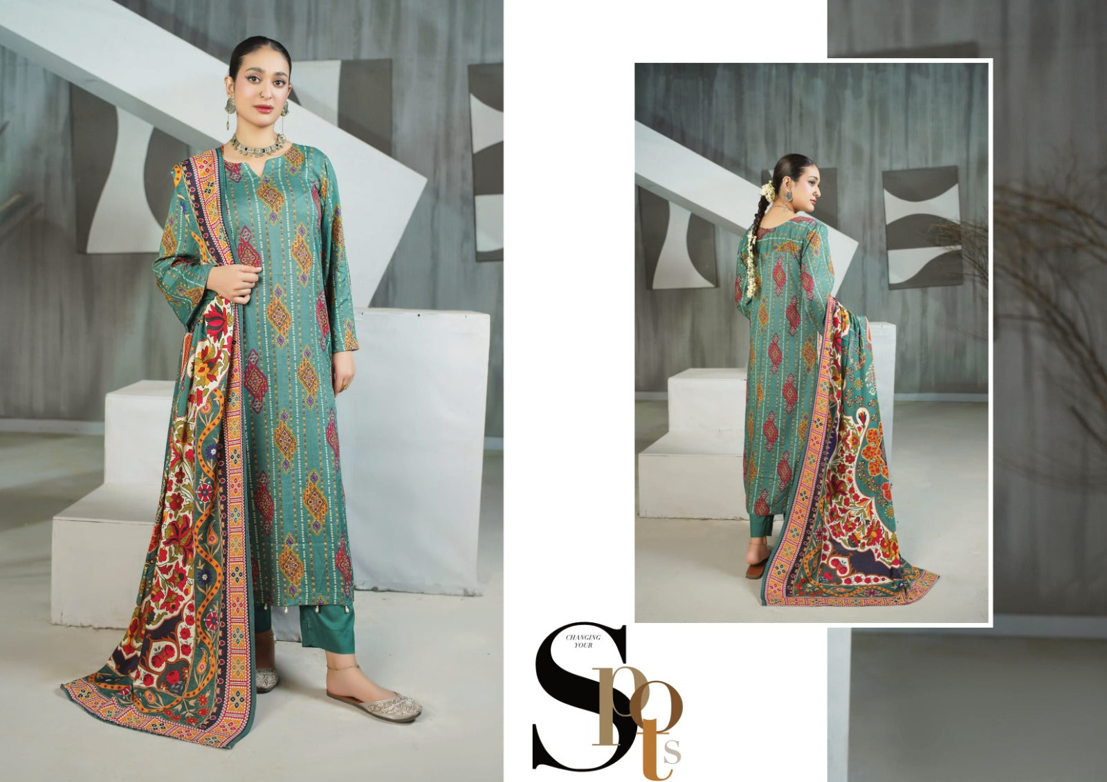 Lala Original Lelan 3-Piece Winter Unstitched Suit Winter Collection LS-0425