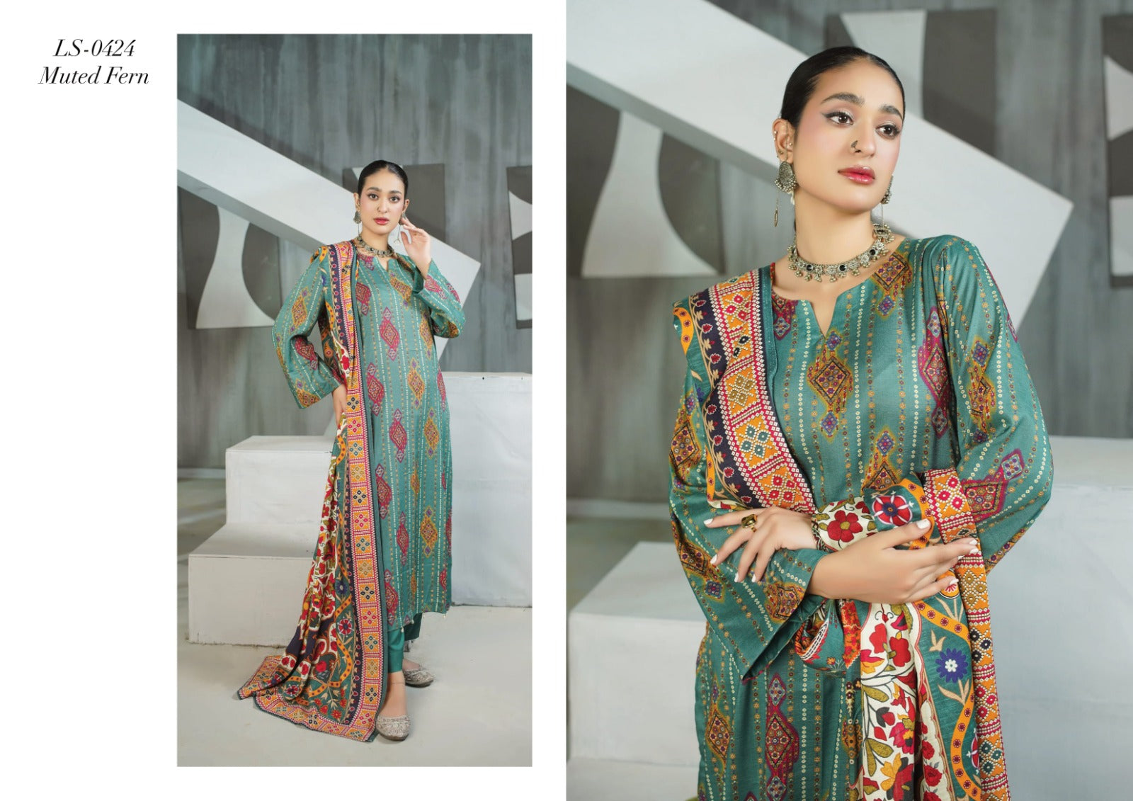 Lala Original Lelan 3-Piece Winter Unstitched Suit Winter Collection LS-0425