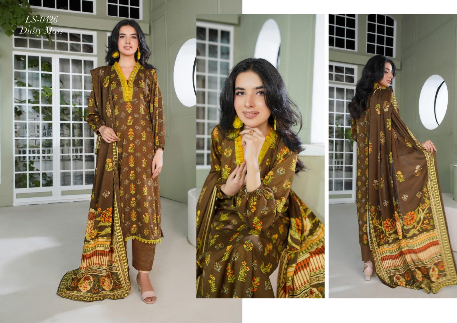 Lala Original Lelan 3-Piece Winter Unstitched Suit Winter Collection LS-0423