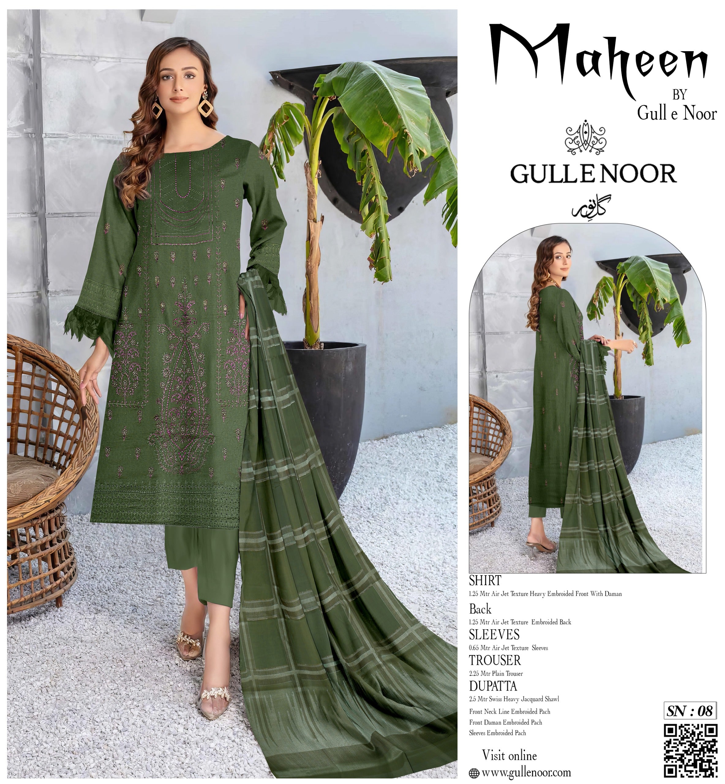 Gull-E-Noor Embroidered Lawn 3PCS Eid Collection 001112