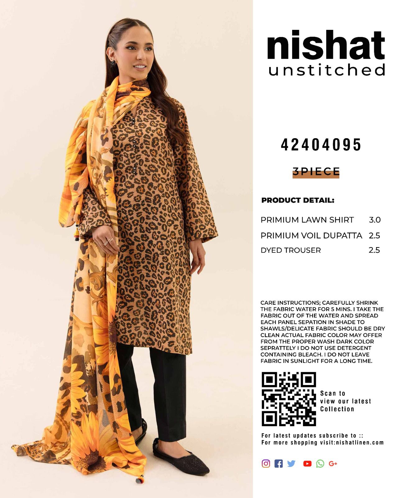 Nishat Printed Lawn 3Pcs Unstitched Suits 001215