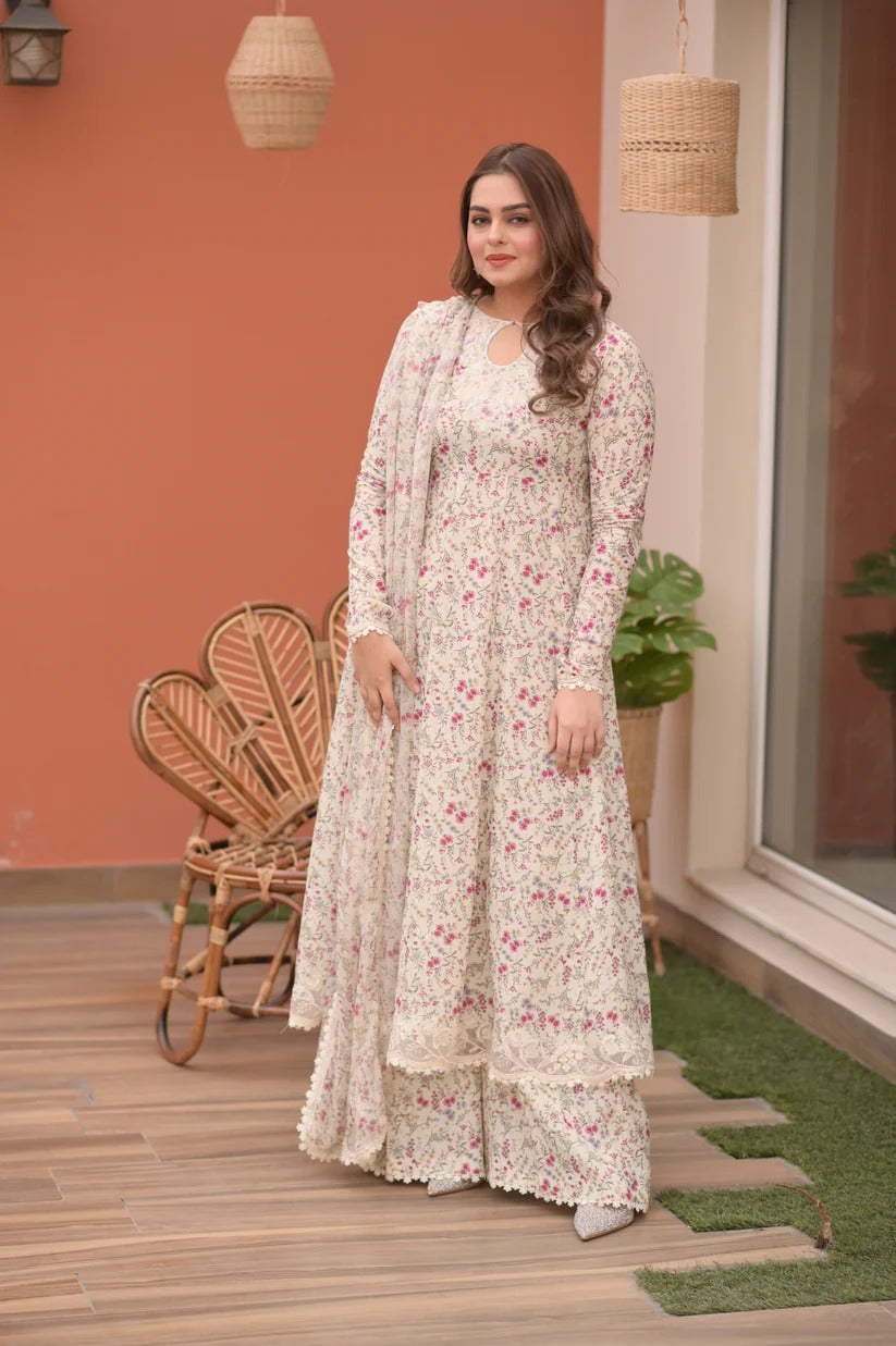Aneela's 3 Piece Unstitched Heavy Embroidered Lawn Replica Suit | E-11R